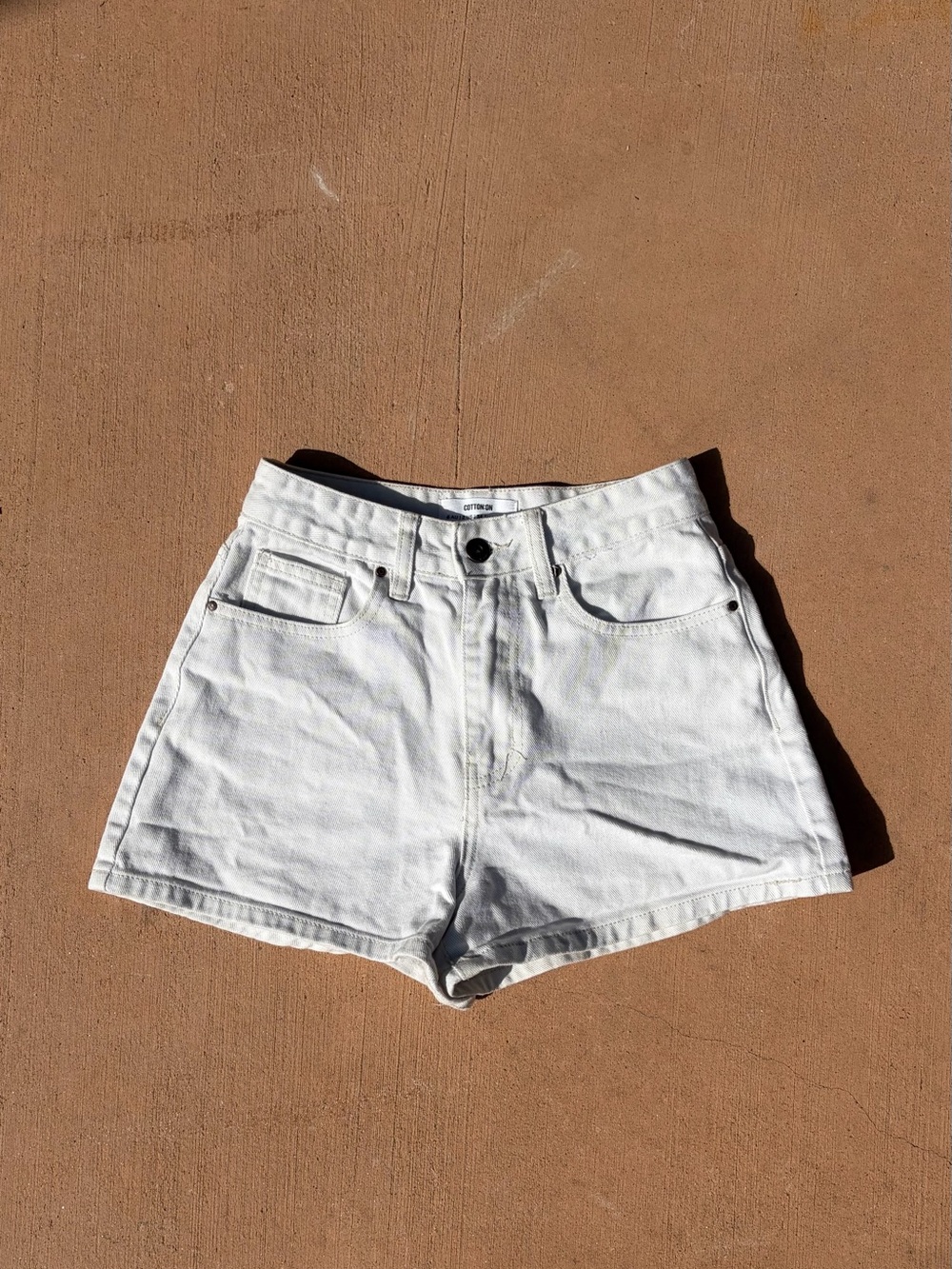 Cotton On High-Waist White Denim Shorts